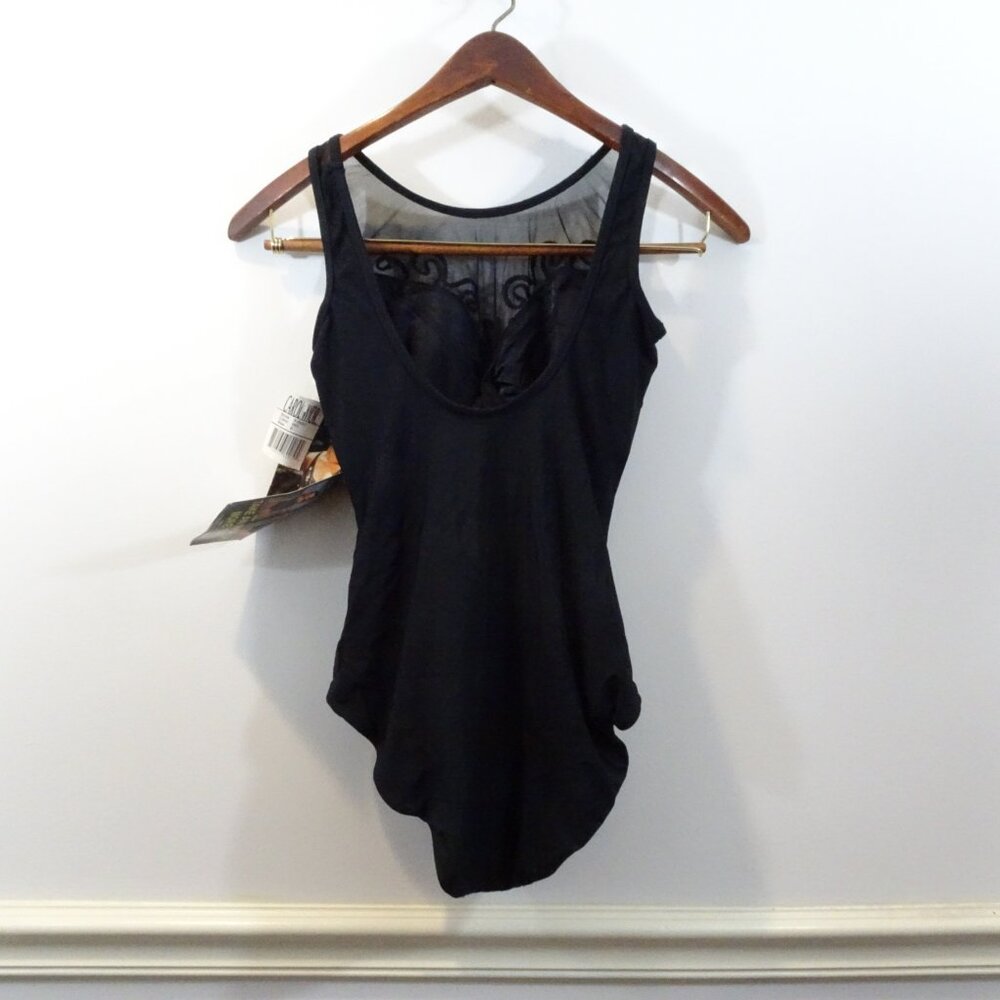 NWT Vintage Carol Wior Slimsuit Sz 8 Slimming Swim Suit One Piece Black - Picture 6 of 6
